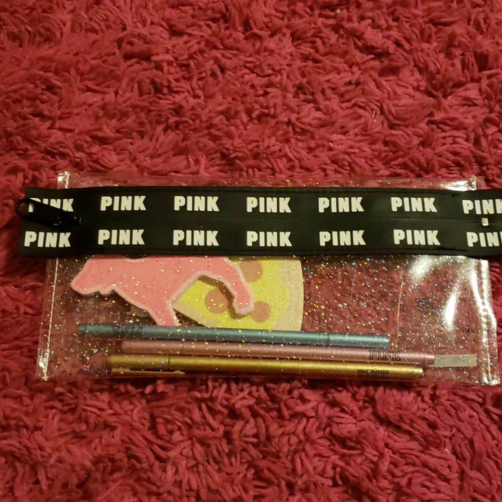 Victoria's secret pink pen and paper pouch
